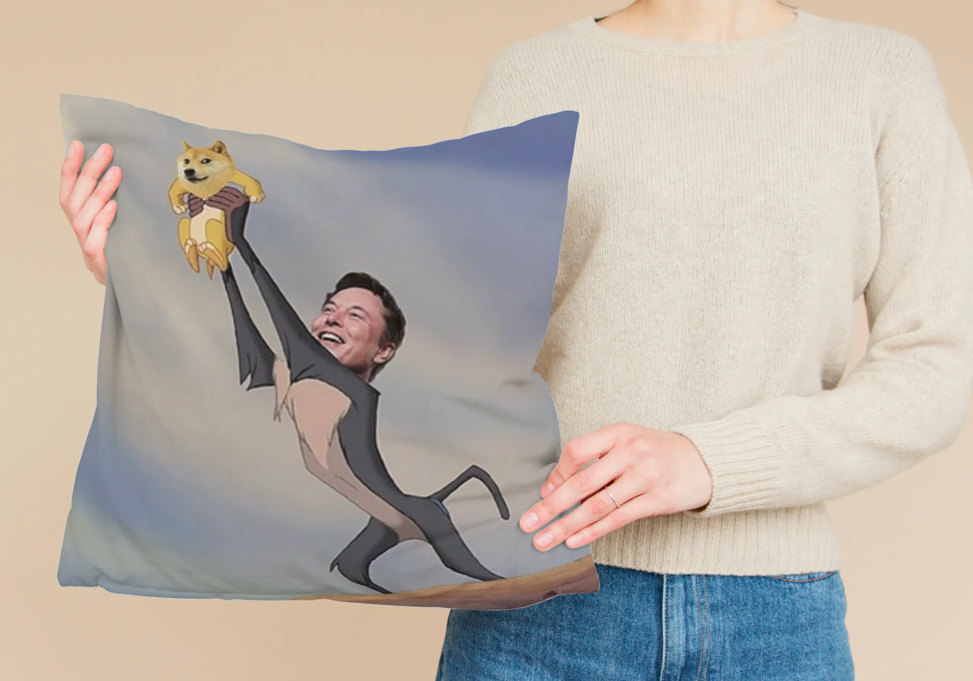 Doge x Elon x Simba Pillow